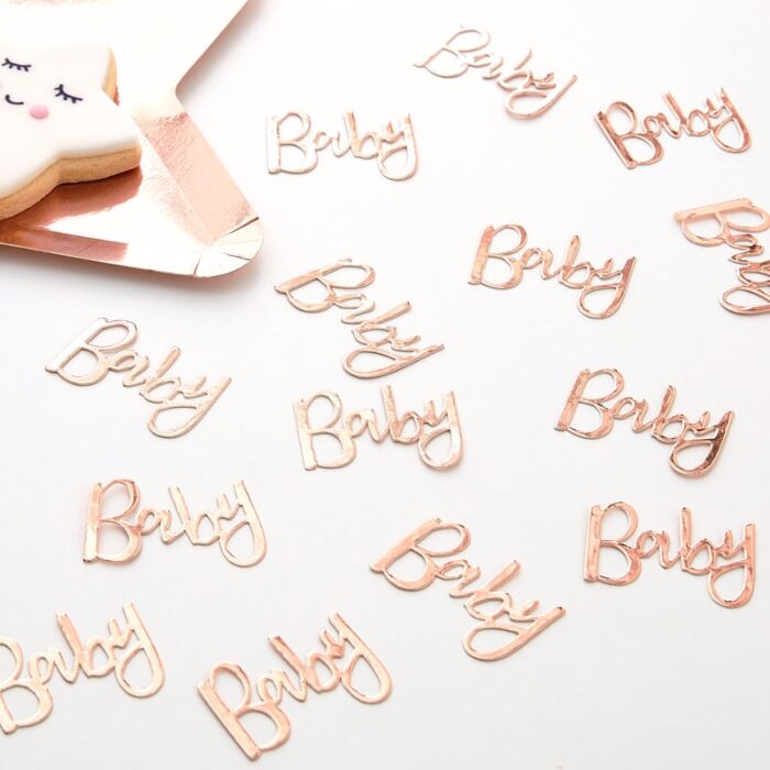Rose gold baby shower confetti