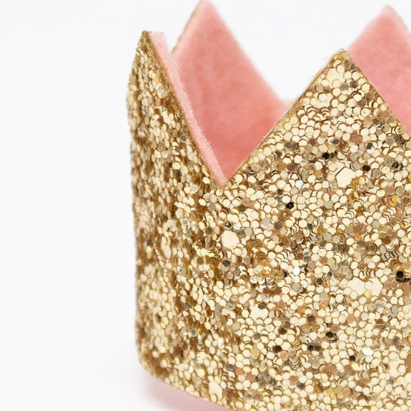 Mini gold glitter crown hair clip - Meri Meri