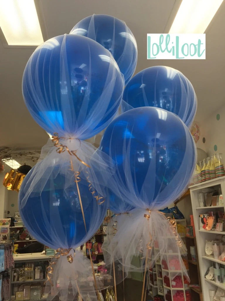 18 inch solid colour tulle balloon - various colours