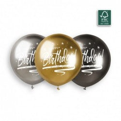 Helium inflated 19” happy birthday latex balloon - 3 colour choices