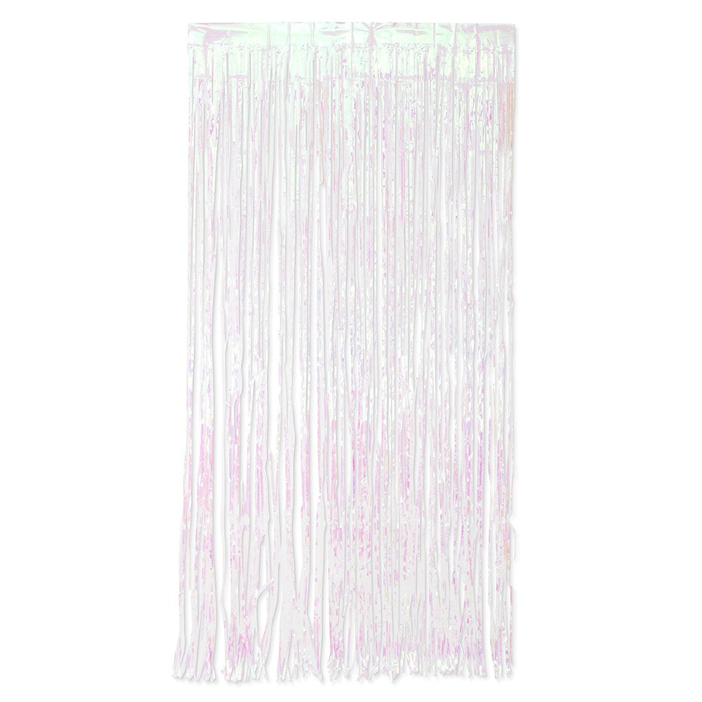 Iridescent fringe curtain