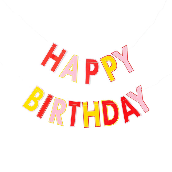 Pink happy birthday banner