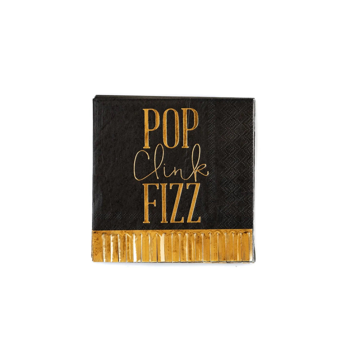 Pop clink fizz fringed cocktail napkins