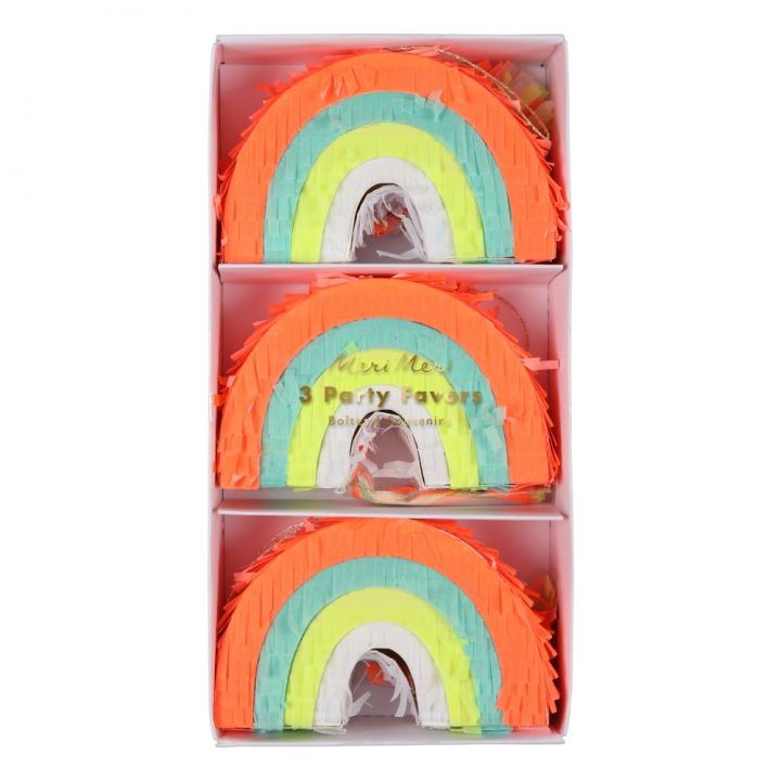 Pack of 3 mini rainbow piñatas - Meri Meri