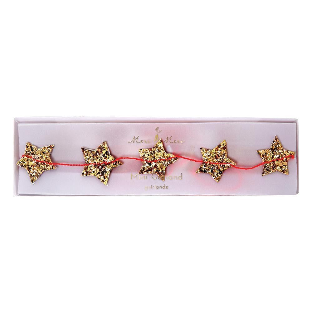 Mini gold star glitter garland - Meri Meri