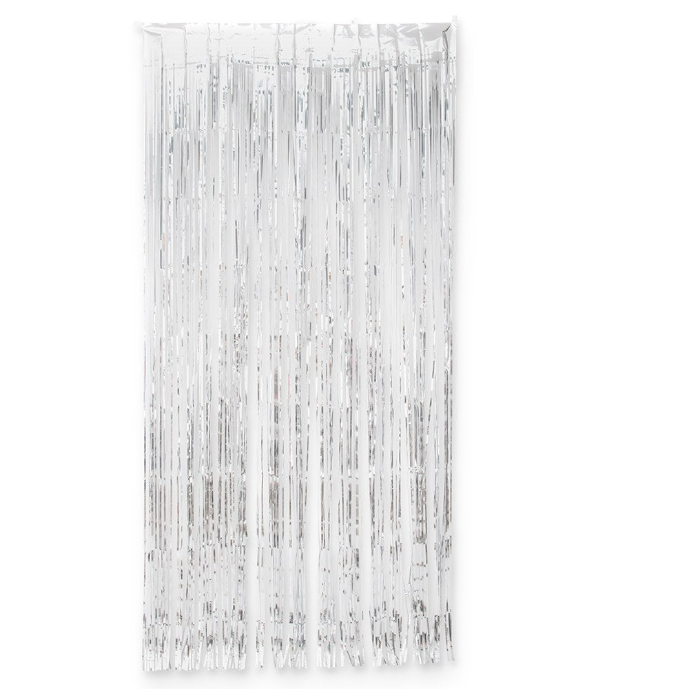 *HALF PRICE* Metallic silver foil fringe curtain
