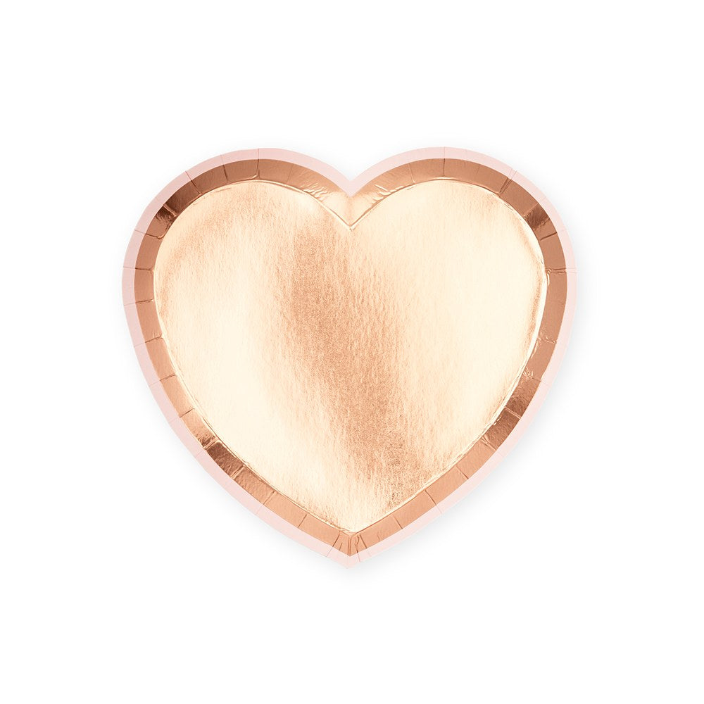 Rose gold and pink heart plates - small