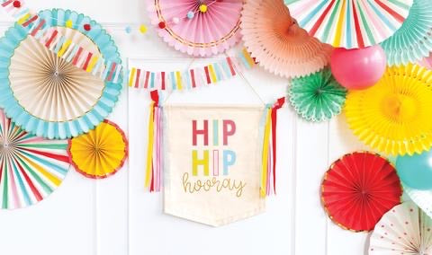 Hip hip hooray canvas banner