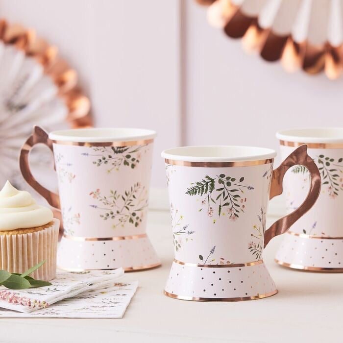 Floral tea party cups