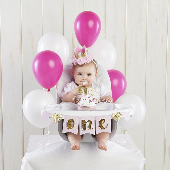 Gold glitter first birthday decorating kit