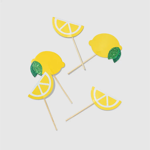 Pack of 10 lemon mini cake toppers