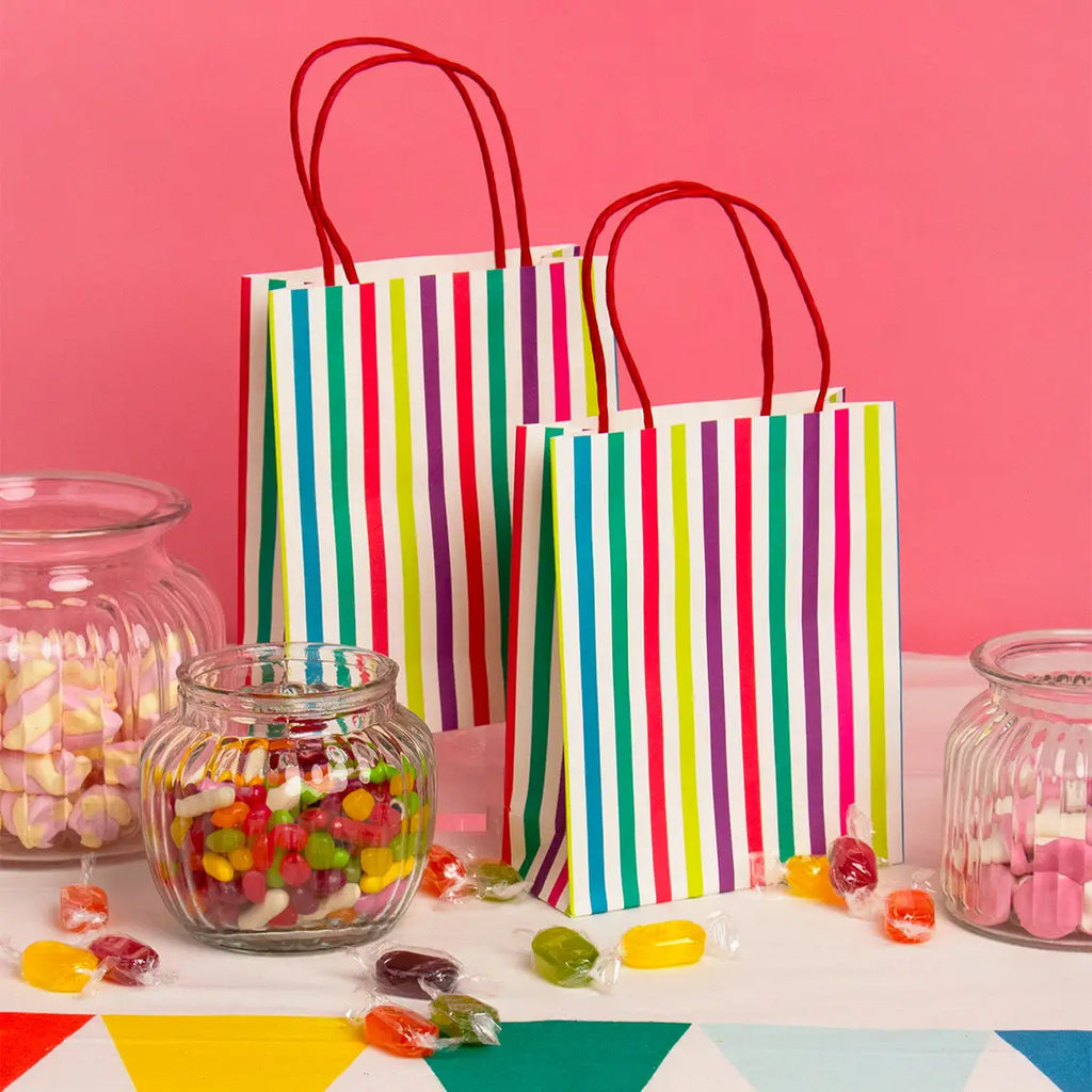 Rainbow striped treat bags - pack of 8