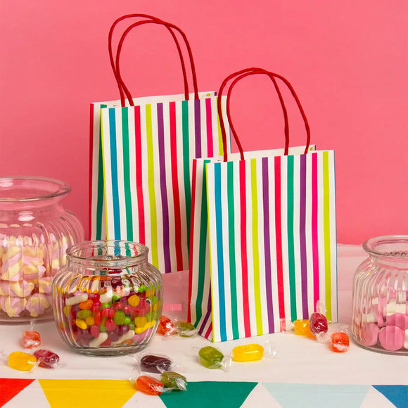 Rainbow striped treat bags - pack of 8