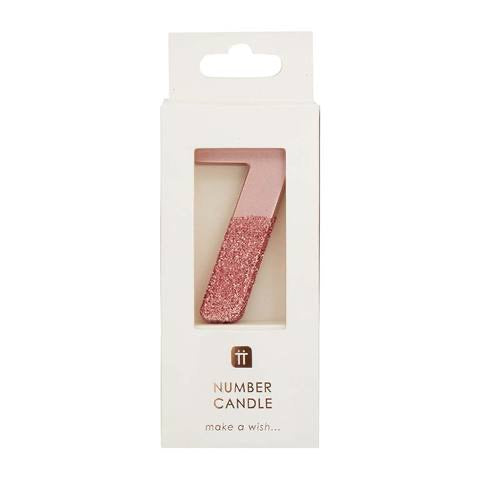 *HALF PRICE* Rose gold glitter number candles