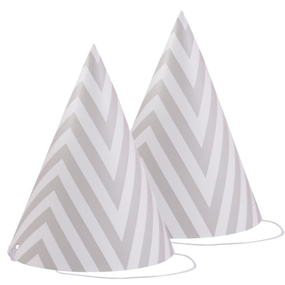 Grey chevron party hats