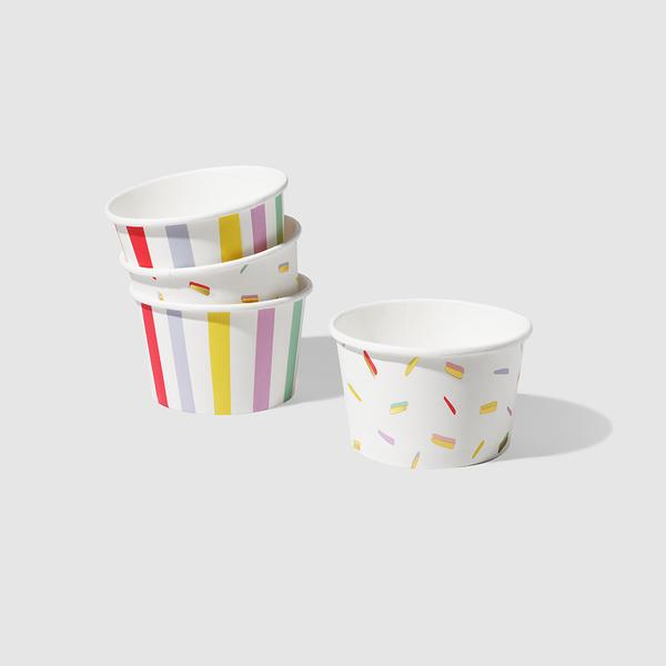 Stripes and sprinkles ice cream cups
