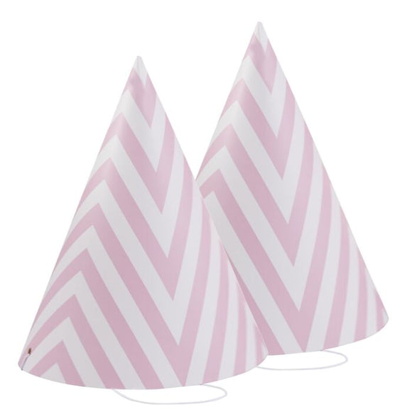 Pink chevron party hats
