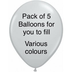 11” latex balloons for you to fill at home- pack of 5 - primary colours