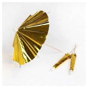 Gold long cocktail umbrellas - Meri Meri
