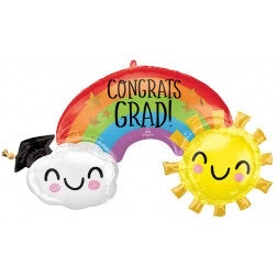 Supershape foil balloon - Congrats grad rainbow