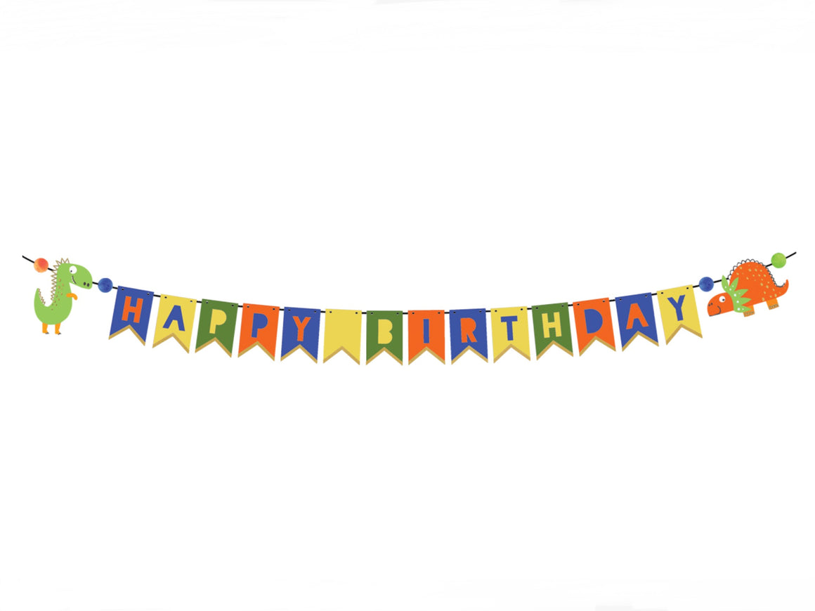 Dinosaur happy birthday banner
