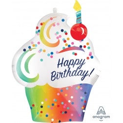 Supershape foil balloon - Rainbow ombre cupcake
