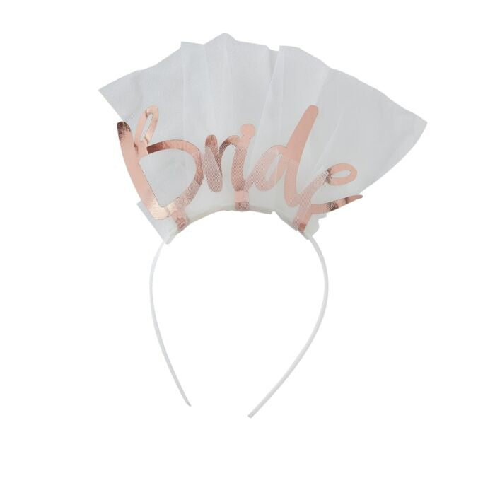 Bride to be rose gold veil headband