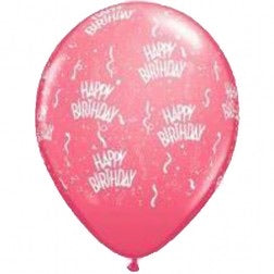 Helium inflated 11” balloon - Rose happy birthday