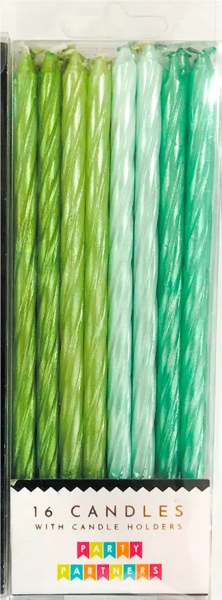 Green/Teal spiral candle set