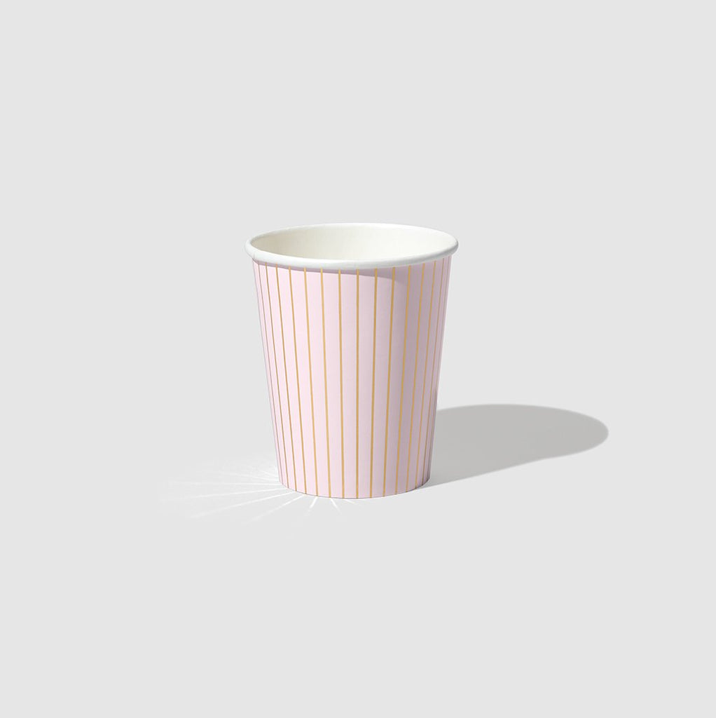 Pale pink pinstripe cups