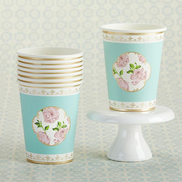 Tea time whimzy teal paper cups
