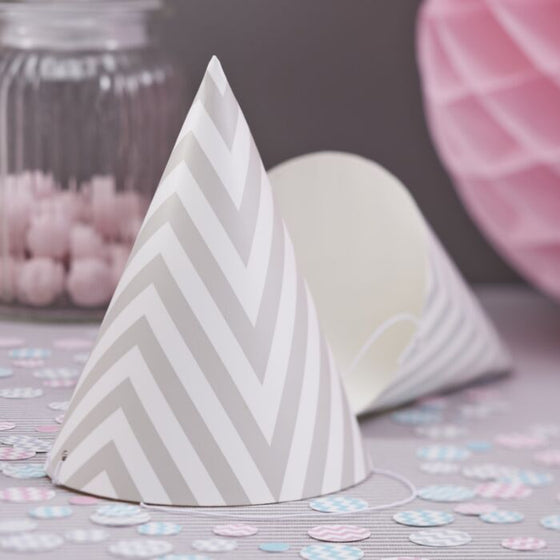 Grey chevron party hats