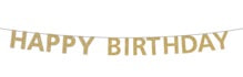 Glitter gold happy birthday banner