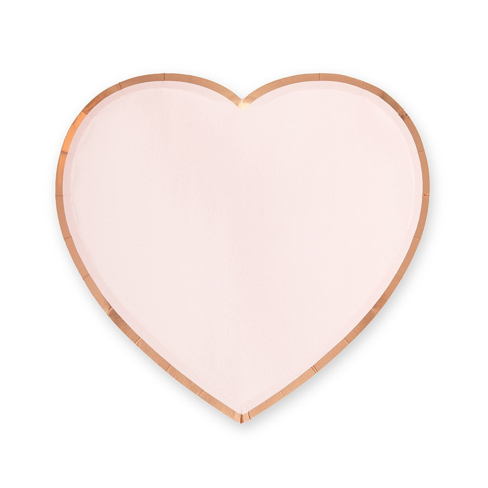 Pink and rose gold heart plates - large