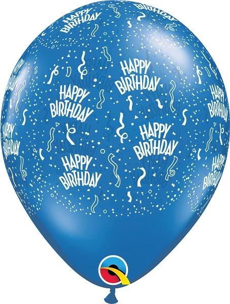 11” latex happy birthday balloons for you to fill at home - pack of 5 - various colour choices