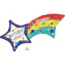 Supershape foil balloon - Shooting star birthday wishes