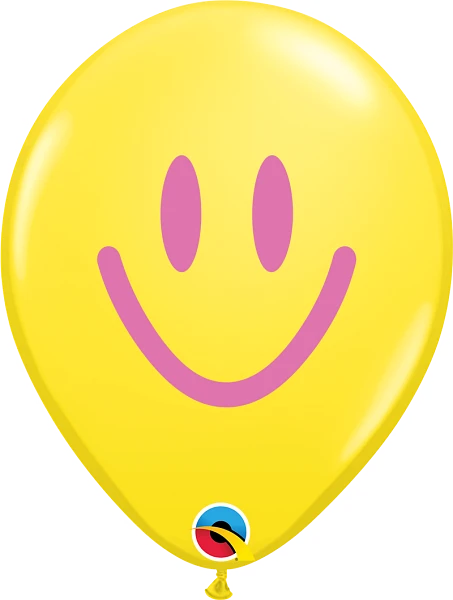 Helium inflated 11” balloon - colourful smile - 4 shades