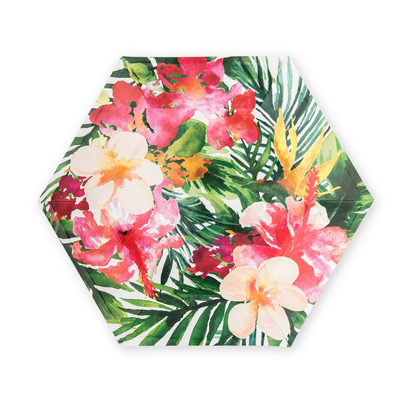 Tropical floral hibiscus plates