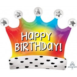 Supershape foil balloon - Birthday satin rainbow crown
