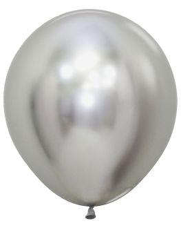 Helium inflated 18” latex balloon - reflex silver