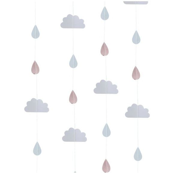 Raindrops and clouds hanging decor