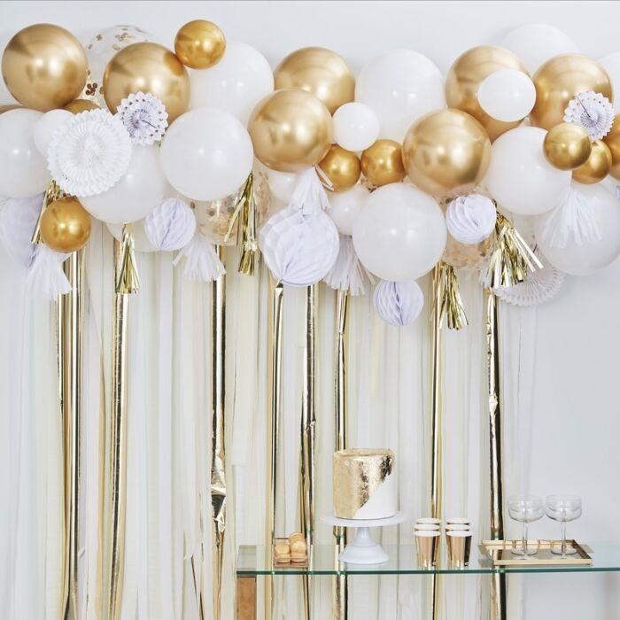 DIY gold and white with fans balloon garland kit - NOT ASSEMBLED