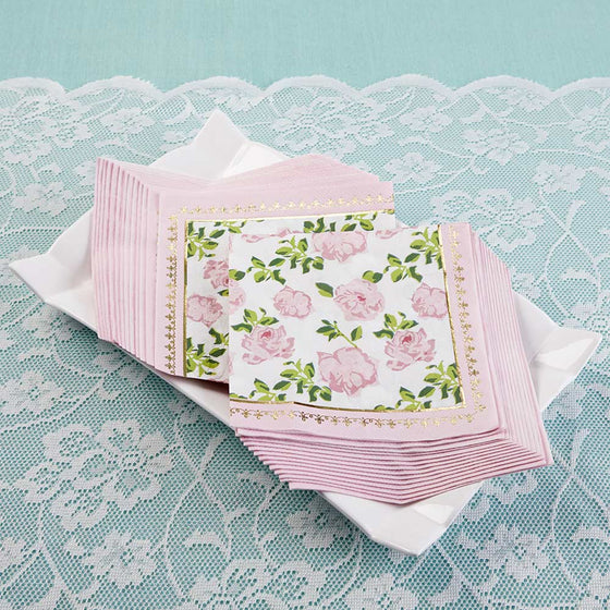 Tea time whimzy pink paper napkins (30)