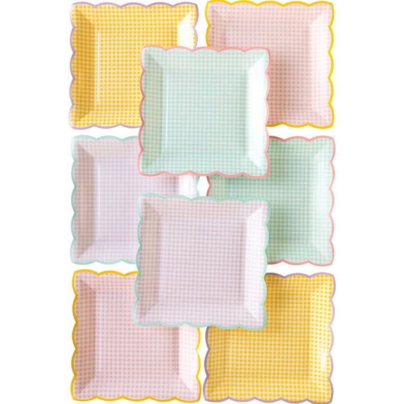 Pastel gingham plates