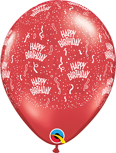 Helium inflated 11” balloon - Red happy birthday