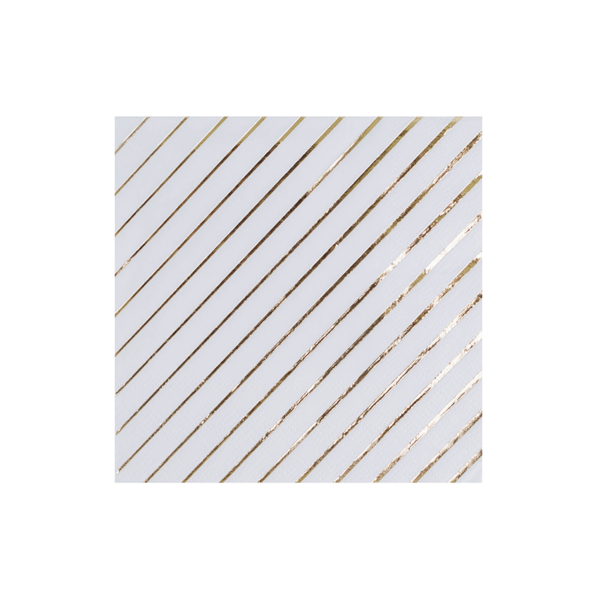 White and gold stripe cocktail napkins