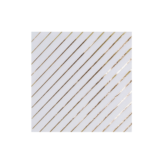 White and gold stripe cocktail napkins