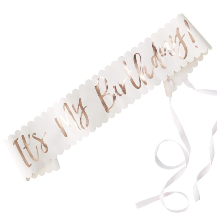 Pink and rose gold birthday sash