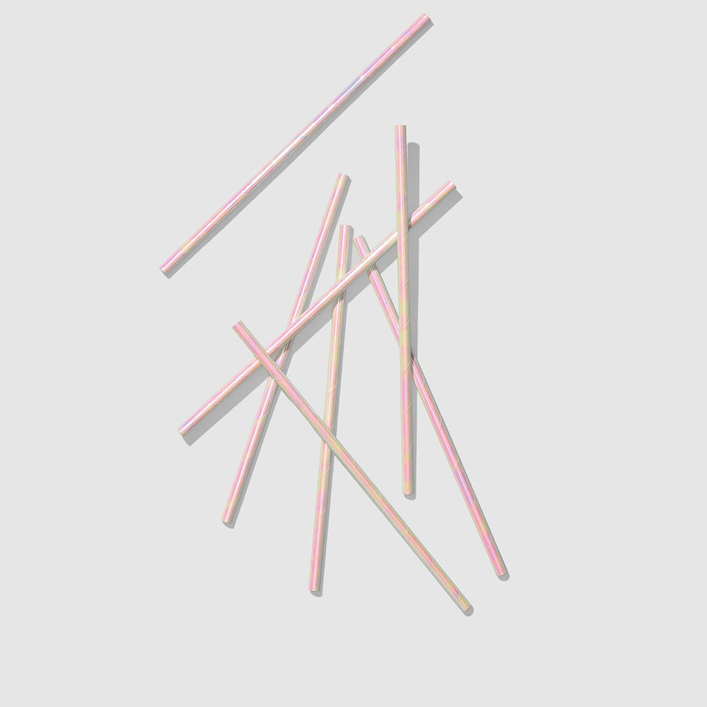 Compostable iridescent straws