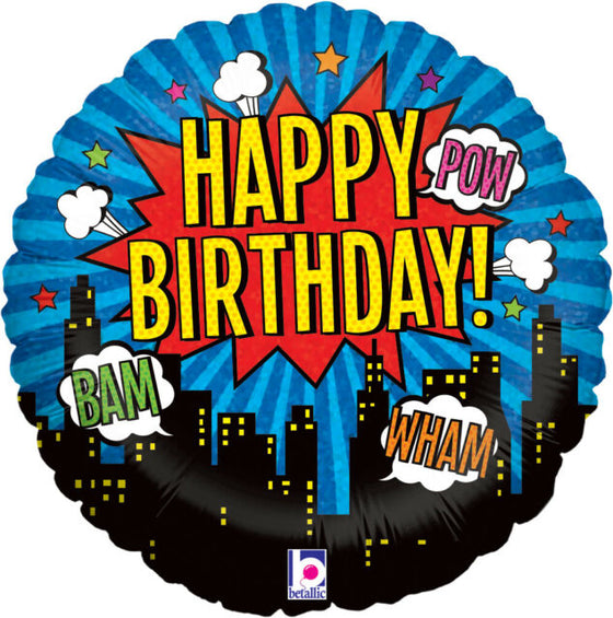 Superhero pow, bam, wham happy birthday